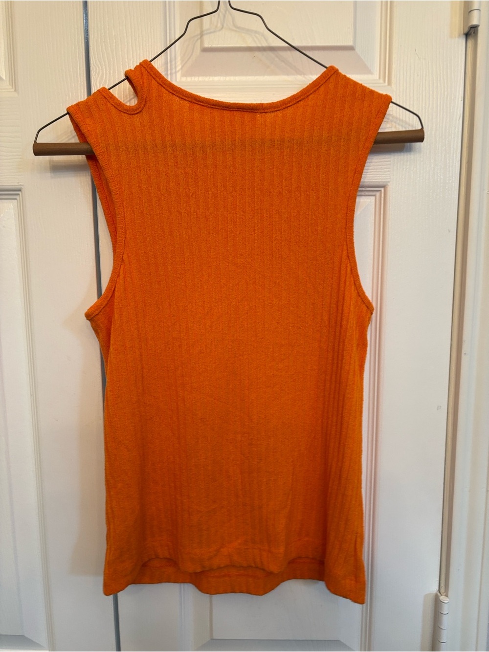 Maeve Orange Ribbed One-Shoulder Tank - Picture 3 of 3